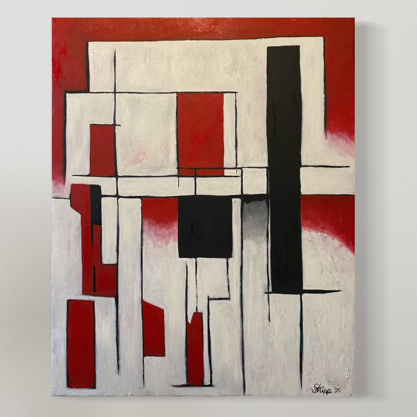 Geometric oil painting titled 'Meditations: I' by Luke Edward Stripp.