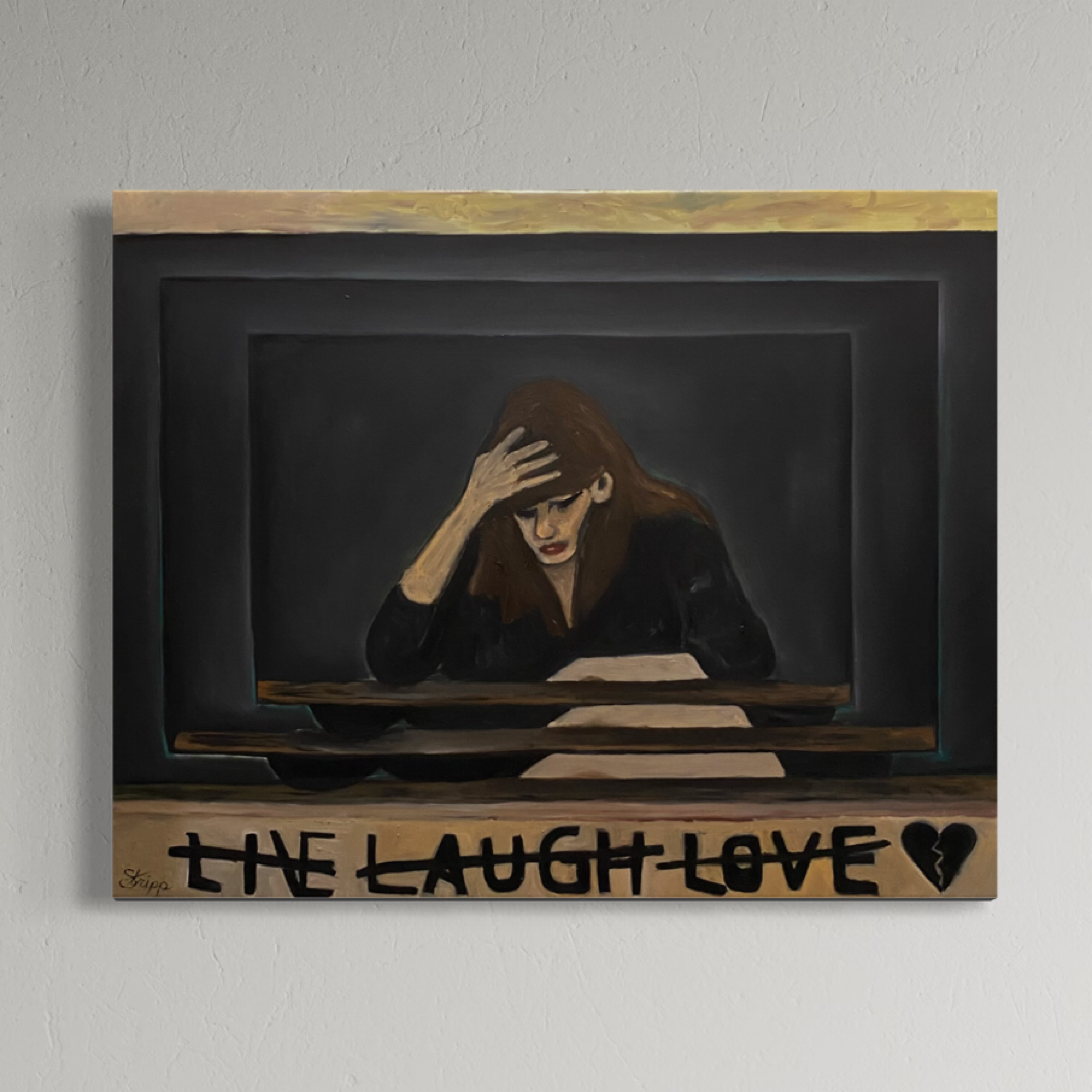 Geometric oil painting titled 'Modern Romance' by Luke Edward Stripp.